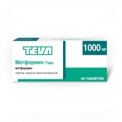 Метформин-Тева таблетки покрыт.плен.об. 1000 мг № 60