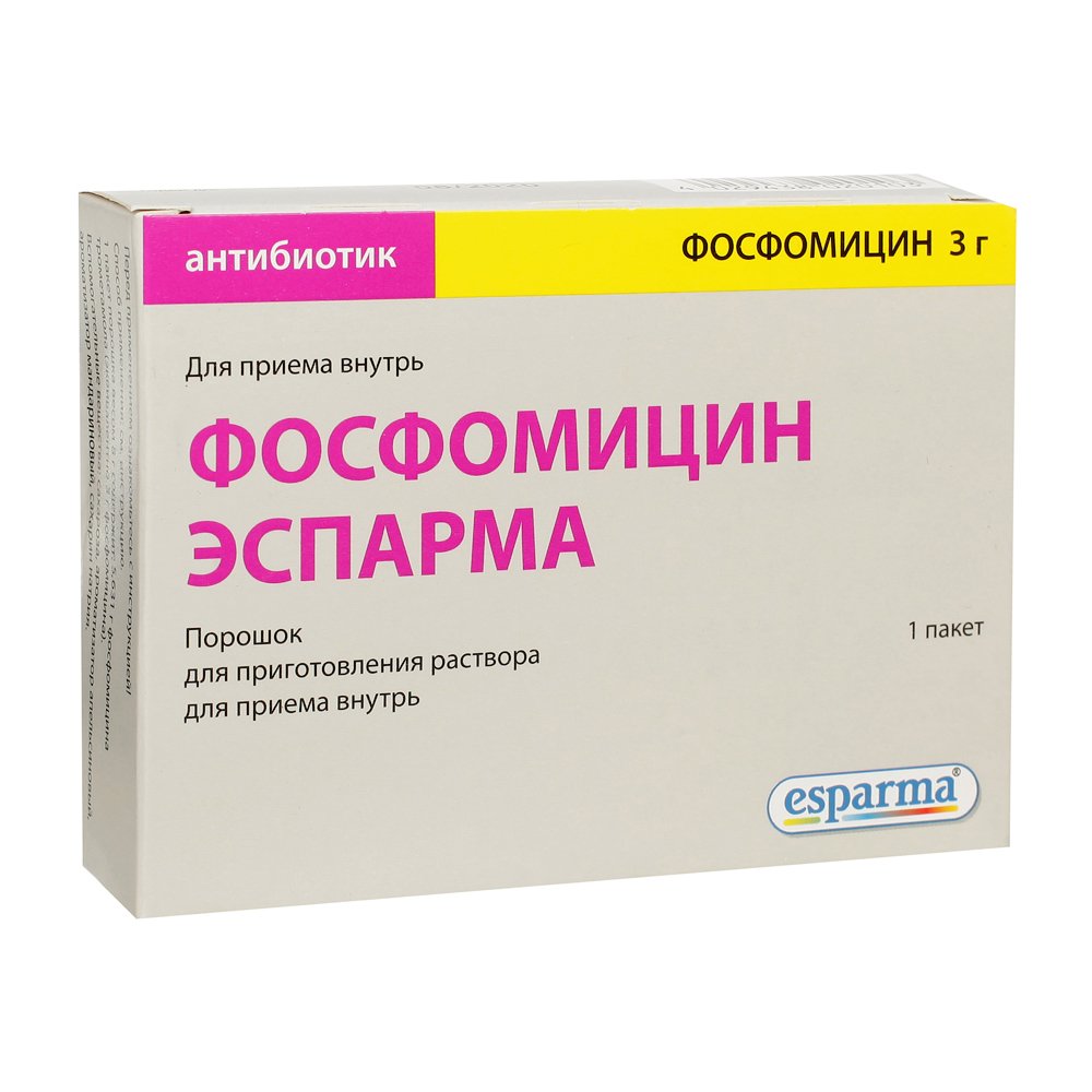 Фосфомицин эспарма порошок для приготовления раствора внутрь 3 г №1