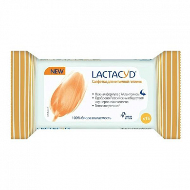 Лактацид салфетки для интимной гигиены, 15 шт.