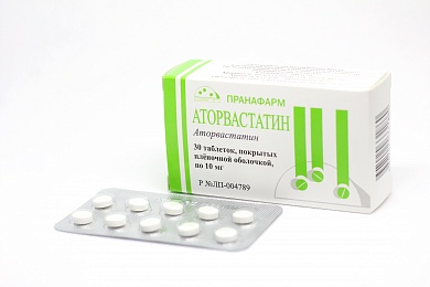 Аторвастатин-прана таблетки покрыт.плен.об. 10 мг № 30