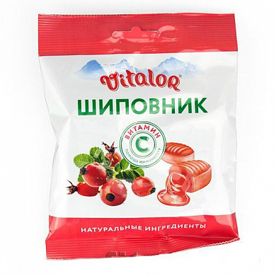 Виталор леденцовая карамель с витамином С со вкусом Шиповника 60 г