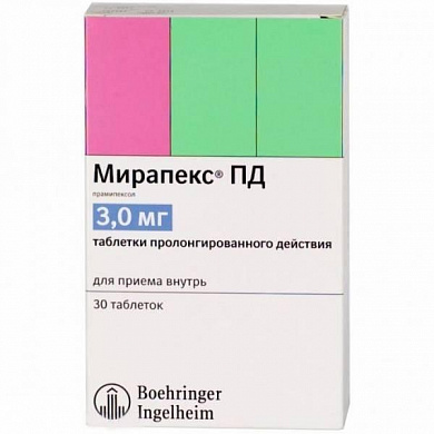 Мирапекс ПД таблетки 3 мг № 30