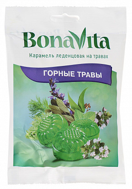 Бона Вита Карамель леденцовая "Горные травы" на травах, 60 г