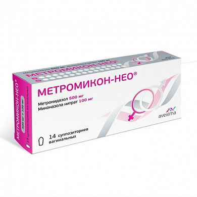 Метромикон-Нео суппозитории вагинальные 500 мг+100 мг  №14